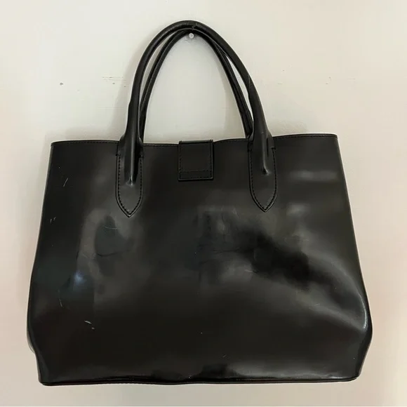 Nardelli Genuine Leather Tote Black Patent Handbag Made in Italy Satchel